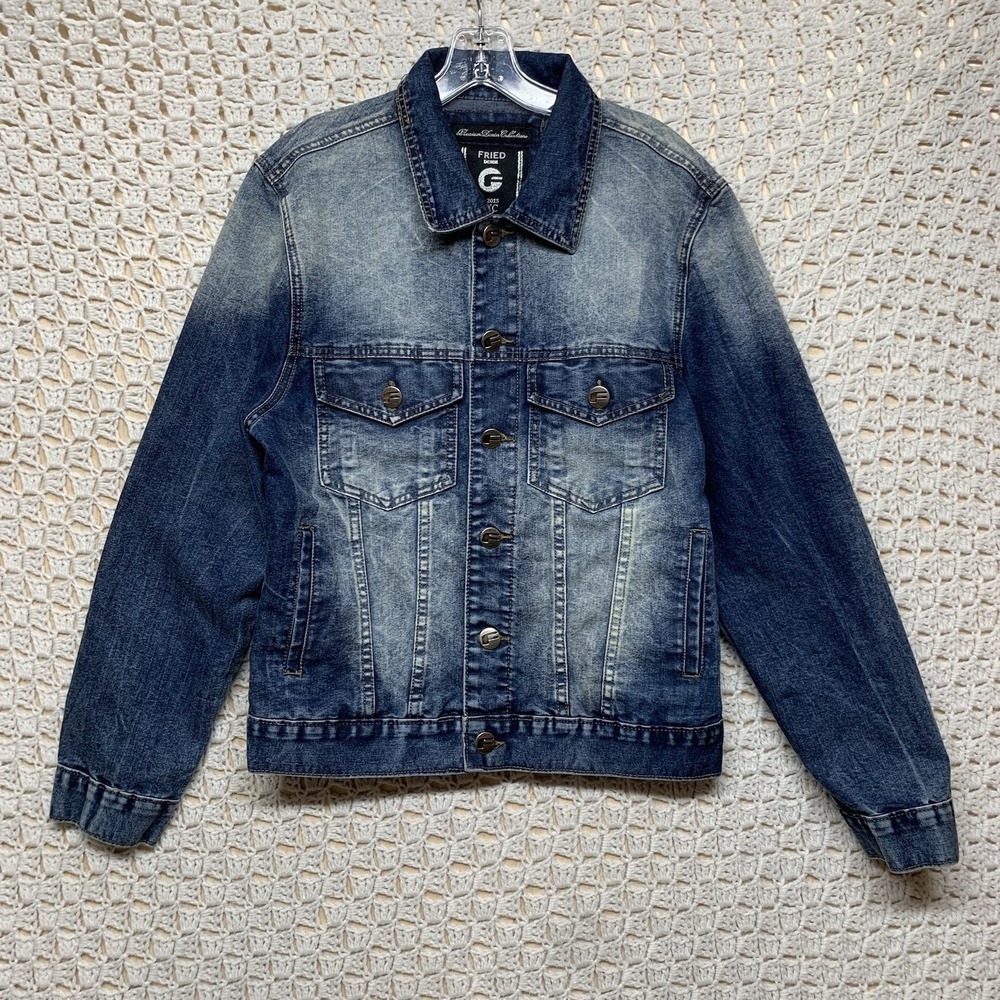 Fried Denim Jacket Mens Size Small Blue‎ Jean Long Sleeve Pockets Button Up